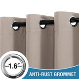 H.VERSAILTEX 100% Blackout Patio Curtains Thermal Insulated Curtains for Sliding Door Extra Wide Window Panels Full Light Blocking Grommet Curtains with Black Liner, W100 x L84 inch - Natural Sand