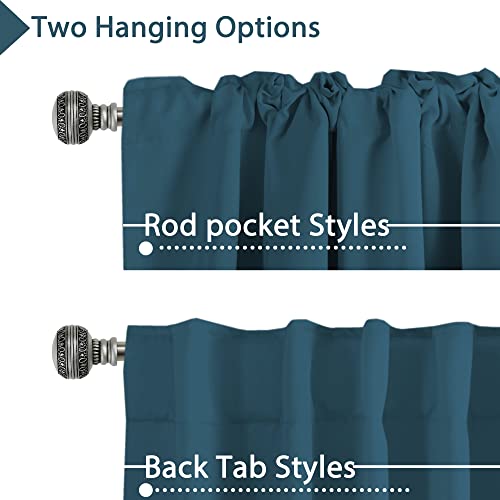 Blackout Curtains Thermal Insulated Window Treatment Panels Room Darkening Blackout Drapes for Living Room Back Tab/Rod Pocket Bedroom Draperies, 52 x 54 Inch, Dark Teal, 2 Panels