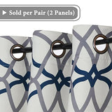 H.VERSAILTEX Blackout Curtains Printed Design 45 Inch Length 2 Panels Set Thermal Insulated Curtains for Bedroom Living Room Geometric Modern Grommet Window Drapes - Grey and Navy