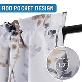 H.VERSAILTEX Blackout Kitchen Curtains Room Darkening Curtains Rod Pocket, Half Window Tier Curtains for Café, Laundry, Bedroom Bluestone and Taupe Classical Floral Printing (Each 32"x24", 2 Panels)