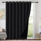 H.VERSAILTEX 100% Blackout Patio Curtains Thermal Insulated Curtains for Sliding Door Extra Wide Window Panels Full Light Blocking Grommet Curtains with Black Liner, W100 x L108 inch - Jet Black