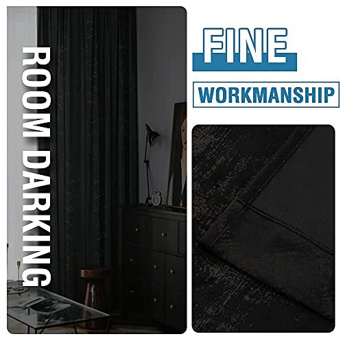 Luxury Velvet Curtains 108 Inches Long Thermal Insulated Blackout Curtains for Bedroom Foil Print Thick Soft Velvet Grommet Curtain Drapes for Living Room Vintage Home Decor, 2 Panels, Black