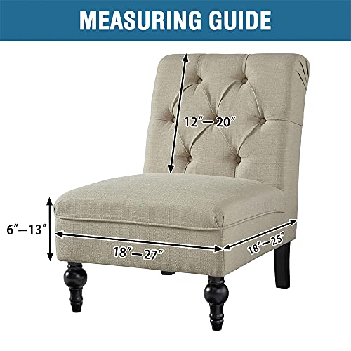 Armless Chair Slipcover Thick Striped Velvet Accent Chair Cover for Living Room High Stretch Slipper Chair Slipcover Removable Furniture Protector with Elastic Bottom, Machine Washable, Stone Blue
