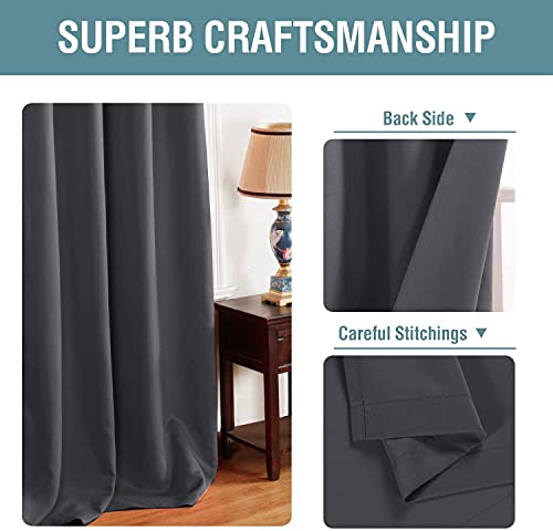 H.VERSAILTEX Blackout Curtain for Living Room Thermal Insulated Window Treatment Curtain Extra Long 45 inch Length Energy Saving Solid Grommet Top Blackout Drape, One Panel, Charcoal Gray