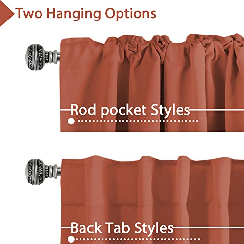 Blackout Curtains Thermal Insulated Window Treatment Panels Room Darkening Blackout Drapes for Living Room Back Tab/Rod Pocket Bedroom Draperies, 52 x 63 Inch, Burnt Ochre, 2 Panels