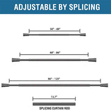 H.VERSAILTEX Window Curtain Rods for Windows 86 to 120 Inches Splicing Adjustable 3/4 Inch Diameter Single Window Curtain Rod Set with Cylindrical Finials, Pewter