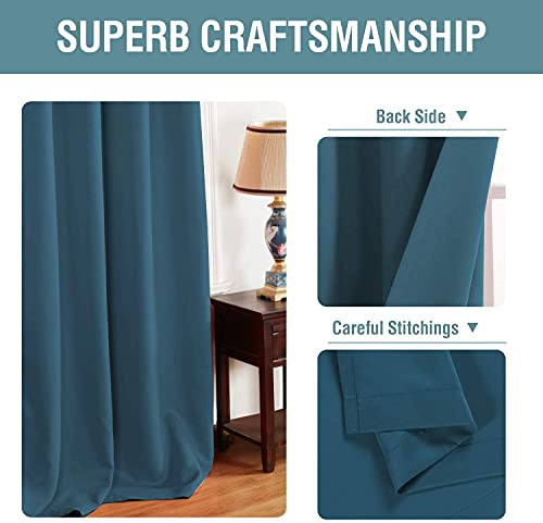 H.VERSAILTEX Blackout Curtain for Living Room Thermal Insulated Window Treatment Curtain Extra Long 45 inch Length Energy Saving Solid Grommet Top Blackout Drape, One Panel, Dark Teal