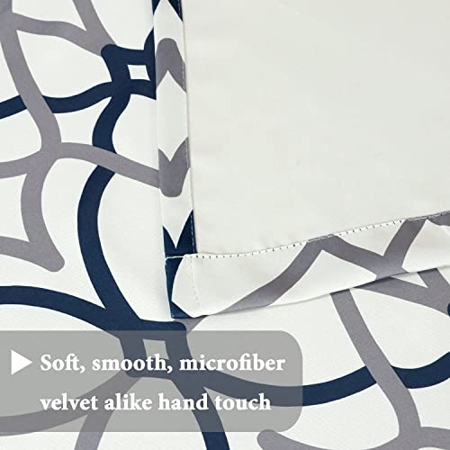 H.VERSAILTEX Blackout Curtains Printed Design 45 Inch Length 2 Panels Set Thermal Insulated Curtains for Bedroom Living Room Geometric Modern Grommet Window Drapes - Grey and Navy