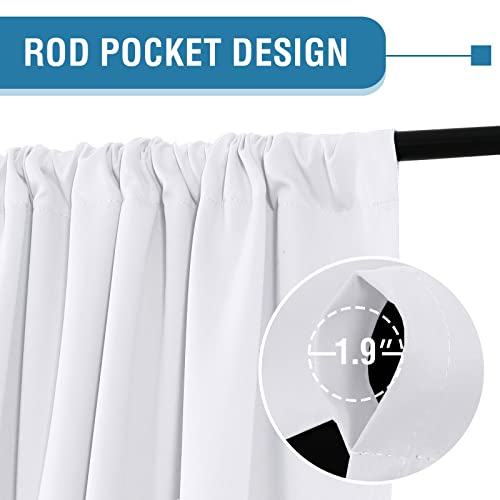 H.VERSAILTEX 100% Blackout Curtains for Bedroom Thermal Insulated Curtains & Drapes Blackout Curtains 108 Inches Long Rod Pocket Curtains for Living Room with Black Liner 2 Panels Set, Pure White