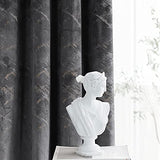 Luxury Velvet Curtains 108 Inches Long Thermal Insulated Blackout Curtains for Bedroom Foil Print Thick Soft Velvet Grommet Curtain Drapes for Living Room Vintage Home Decor, 2 Panels, Dark Grey
