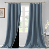 H.VERSAILTEX 100% Blackout Curtains for Bedroom Thermal Insulated Curtains & Drapes Blackout Curtains 96 Inches Long Rod Pocket Curtains for Living Room with Black Liner 2 Panels Set, Stone Blue
