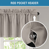 H.VERSAILTEX 100% Blackout Curtain Valances for Kitchen Windows/Bathroom/Living Room/Bedroom Thermal Insulated Rod Pocket Valances for Windows, 2 Pack, 52" x 18", Warm Taupe