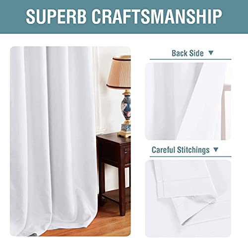 H.VERSAILTEX Pure White Curtain for Living Room Thermal Insulated Window Treatment Curtain Extra Long 54 inch Length Energy Saving Solid Grommet Top Blackout Drape, One Panel