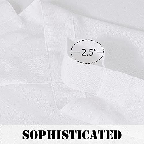Natural Linen Curtains Linen Textured Living Room Curtain Light Filtering Tab Top Window Treatments Panels Highly Durable Curtain Panels for Bedroom (2 Panels, 52" x 63"，Pure White)