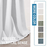 100% Blackout Linen Curtains 63 inches Long Thermal Curtains for Living Room Textured Burlap Curtains with Double Face Linen Grommet Soundproof Bedroom Curtains 52 x 63 Inch, 2 Panels - White