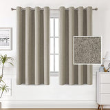100% Blackout Linen Curtains 54 inches Long Thermal Curtains for Living Room Textured Burlap Curtains with Double Face Linen Grommet Soundproof Bedroom Curtains 52 x 54 Inch, 2 Panels - Taupe