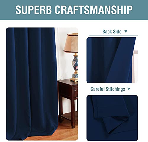 H.VERSAILTEX Blackout Curtain for Living Room Thermal Insulated Window Treatment Curtain Extra Long 45 inch Length Energy Saving Solid Grommet Top Blackout Drape, One Panel, Navy Blue