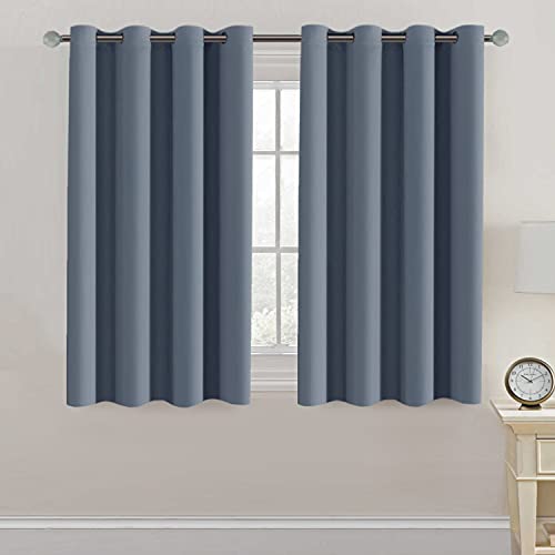 H.VERSAILTEX Blackout Curtain for Living Room Thermal Insulated Window Treatment Curtain Extra Long 45 inch Length Energy Saving Solid Grommet Top Blackout Drape, One Panel, Stone Blue