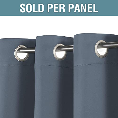 H.VERSAILTEX Blackout Curtain for Living Room Thermal Insulated Window Treatment Curtain Extra Long 45 inch Length Energy Saving Solid Grommet Top Blackout Drape, One Panel, Stone Blue