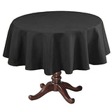 Linen Textured Table Cloths Round 70 Inch Premium Solid Tablecloth Spill-Proof Waterproof Table Cover for Dining Buffet Feature Extra Soft and Thick Fabric Wrinkle Free, Black