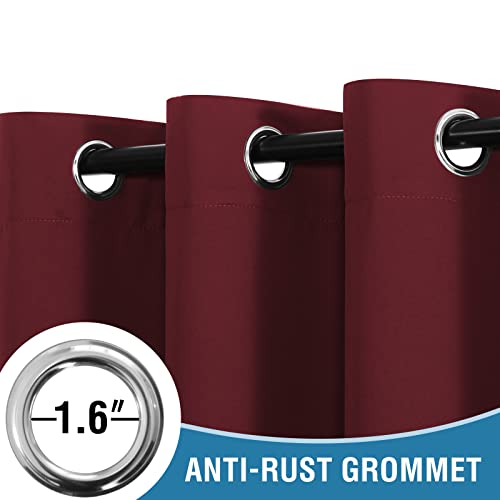 H.VERSAILTEX 100% Blackout Patio Curtains Thermal Insulated Curtains for Sliding Door Extra Wide Window Panels Full Light Blocking Grommet Curtains with Black Liner, W100 x L84 inch - Burgundy