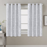 H.VERSAILTEX Blackout Curtains for Bedroom Foil Print Twig Tree Branch Thermal Insulated Grommet Curtain Drapes Light Blocking Thick Soft Window Curtains for Living 52 x 54 Inch Greyish White 2 Panels