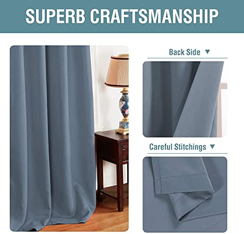 H.VERSAILTEX Blackout Curtain for Living Room Thermal Insulated Window Treatment Curtain Extra Long 54 inch Length Energy Saving Solid Grommet Top Blackout Drape, One Panel, Stone Blue