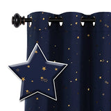 Blackout Star Curtains for Kids Room Boys Girls Twinkle Stars Thermal Insulated Cute Thick Soft Curtain Drapes, Grommet Top, 1 Panel, 52" W x 63" L, Navy/Bronze