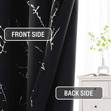 H.VERSAILTEX Blackout Curtains for Bedroom Foil Print Twig Tree Branch Thermal Insulated Grommet Curtain Drapes Light Blocking Thick Soft Window Curtains for Living 52 x 45 Inch Jet Black 2 Panels