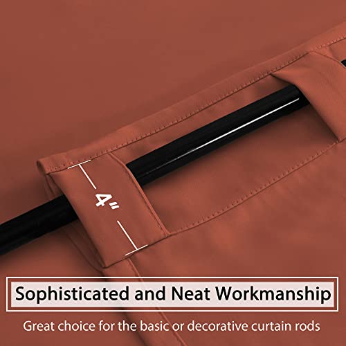 Blackout Curtains Thermal Insulated Window Treatment Panels Room Darkening Blackout Drapes for Living Room Back Tab/Rod Pocket Bedroom Draperies, 52 x 63 Inch, Burnt Ochre, 2 Panels