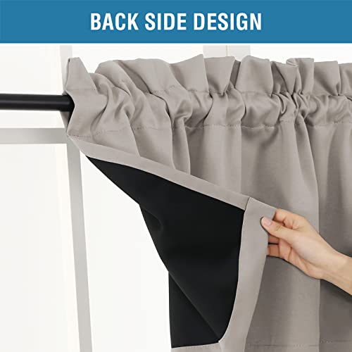 H.VERSAILTEX 100% Blackout Curtain Valances for Kitchen Windows/Bathroom/Living Room/Bedroom Thermal Insulated Rod Pocket Valances for Windows, 2 Pack, 52" x 18", Warm Taupe