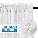 H.VERSAILTEX Linen Curtains 84 inches Long Natural Linen Blended Curtains for Living Room Burlap Linen Textured Curtains Light Filtering Rod Pocket Curtains Bedroom Curtains 2 Panel Sets, White