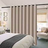 H.VERSAILTEX 100% Blackout Patio Curtains Thermal Insulated Curtains for Sliding Door Extra Wide Window Panels Full Light Blocking Grommet Curtains with Black Liner, W100 x L84 inch - Natural Sand