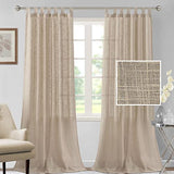 Linen Curtains Natural Linen Blended Curtains for Living Room Burlap Linen Textured Curtains Tab Top Curtains Elegant Energy Efficient Light Filtering Curtains (Set of 2, 52" x 108", Angora)