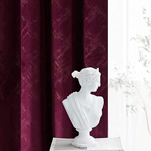 Luxury Velvet Curtains 108 Inches Long Thermal Insulated Blackout Curtains for Bedroom Foil Print Thick Soft Velvet Grommet Curtain Drapes for Living Room Vintage Home Decor, 2 Panels, Burgundy
