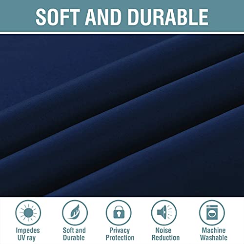 H.VERSAILTEX Blackout Curtain for Living Room Thermal Insulated Window Treatment Curtain Extra Long 45 inch Length Energy Saving Solid Grommet Top Blackout Drape, One Panel, Navy Blue