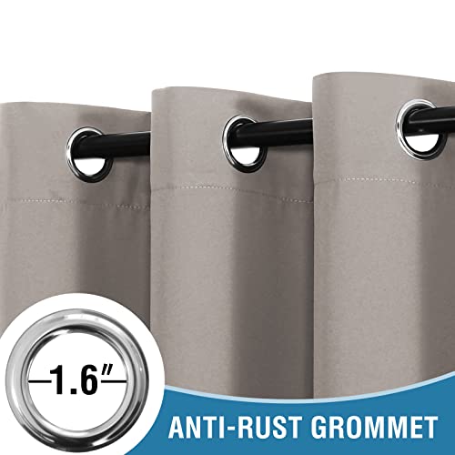 H.VERSAILTEX 100% Blackout Patio Curtains Thermal Insulated Curtains for Sliding Door Extra Wide Window Panels Full Light Blocking Grommet Curtains with Black Liner, W100 x L108 inch - Warm Taupe