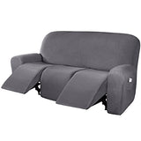 H.VERSAILTEX Super Stretch Recliner Sofa Covers Reclining Couch Covers Recliner Sofa Slipcovers 3 Seater Furniture Covers Thick Soft Jacquard Fabric Form Fitting and Easy Put On, Grey