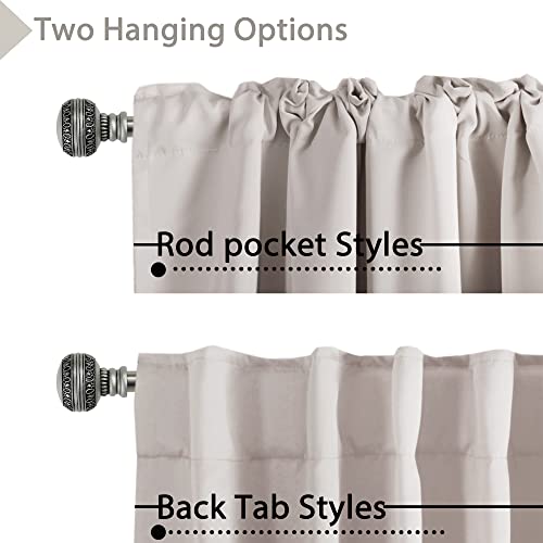 Blackout Curtains Thermal Insulated Window Treatment Panels Room Darkening Blackout Drapes for Living Room Back Tab/Rod Pocket Bedroom Draperies, 52 x 54 Inch, Stone, 2 Panels