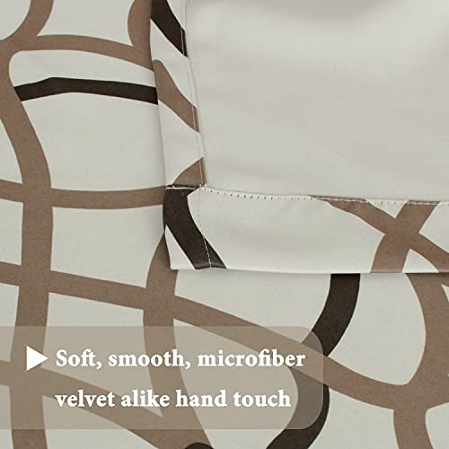 H.VERSAILTEX Blackout Curtains Printed Design 54 Inch Length 2 Panels Set Thermal Insulated Curtains for Bedroom Living Room Geometric Modern Grommet Window Drapes - Taupe and Brown