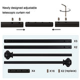 H.VERSAILTEX Window Curtain Rods for Windows 48 to 86 Inches Splicing Adjustable 3/4 Inch Diameter Single Window Curtain Rod Set with Decorative Ribbed Knob Finials, Black