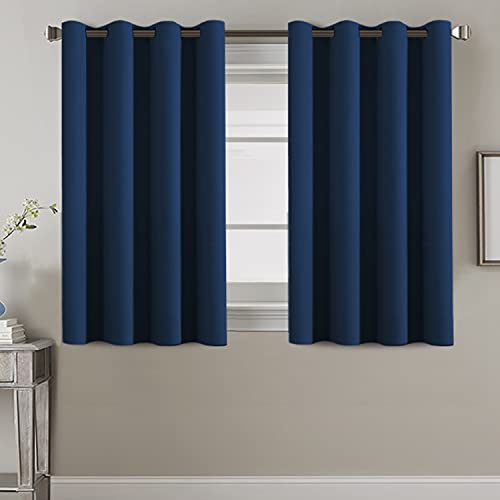 H.VERSAILTEX Blackout Curtain for Living Room Thermal Insulated Window Treatment Curtain Extra Long 45 inch Length Energy Saving Solid Grommet Top Blackout Drape, One Panel, Navy Blue