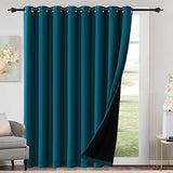 H.VERSAILTEX 100% Blackout Patio Curtains Thermal Insulated Curtains for Sliding Door Extra Wide Window Panels Full Light Blocking Grommet Curtains with Black Liner, W100 x L108 inch - Dark Teal