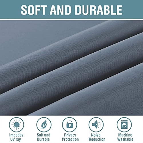 H.VERSAILTEX Blackout Curtain for Living Room Thermal Insulated Window Treatment Curtain Extra Long 45 inch Length Energy Saving Solid Grommet Top Blackout Drape, One Panel, Stone Blue