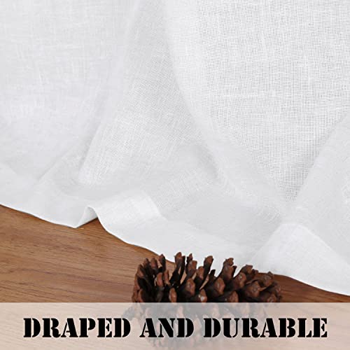 Natural Linen Curtains Linen Textured Living Room Curtain Light Filtering Tab Top Window Treatments Panels Highly Durable Curtain Panels for Bedroom (2 Panels, 52" x 72"，Pure White)