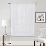 H.VERSAILTEX Tie Up Linen Curtains 63 Inch Length Nature Linen Textured Privacy Curtain Multi Hanging Ways Shade Balloon Window Shade Rod Pocket Casual Curtain - 42x63 - White