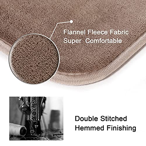 Bath Mat Memory Foam Set Bathroom Rug Set Flannel Velvety Bath Mat Luxury Extra Soft and Absorbent Non Slip Rugs for Bathroom/Bedroom Washable(Curved Set 24"x 36" Plus 20"x 24"U, Taupe)