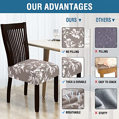 Chair Cover for Dining Room High Stretch Chair Seat Cover Removable Chair Seat Cushion Slipcovers Washable Kitchen Chair Cover Feature Soft Thick Bouncy Modern Style ( Taupe, Set of 4 )