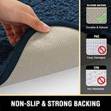 H.VERSAILTEX Toilet Rug Toilet Mats for Bathroom Curved Bath Mat Non Slip Corner Bath Rug Carpet for Toilet Extra Soft Thick Absorbent Contour Toilet Mat Washable, 20 x 38.5 inch - Navy