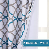 H.VERSAILTEX Blackout Curtains Printed Design 54 Inch Length 2 Panels Set Thermal Insulated Curtains for Bedroom Living Room Geometric Modern Grommet Window Drapes - Teal and Taupe